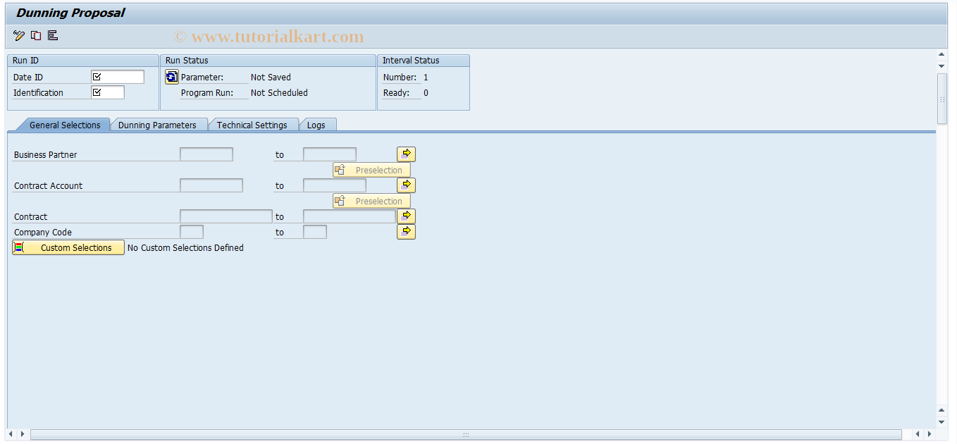 SAP TCode FPVA - Dunning Proposal