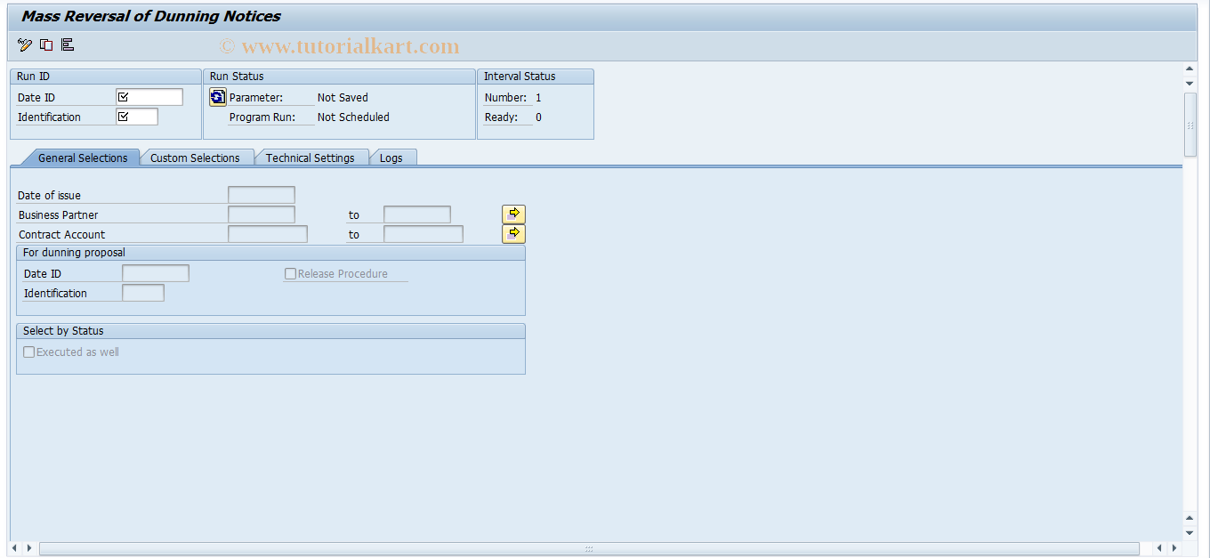 SAP TCode FPVC - Mass Reversal of Dunning Notices