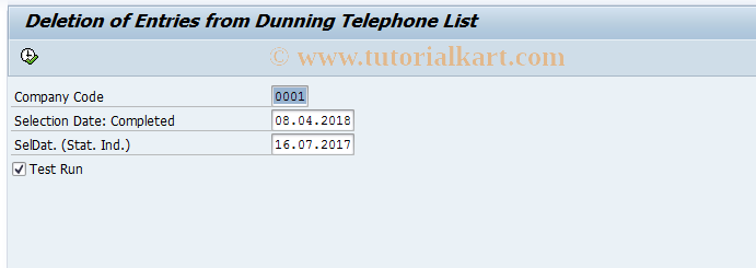 SAP TCode FPVT1 - Entries in Dunning Telephone List