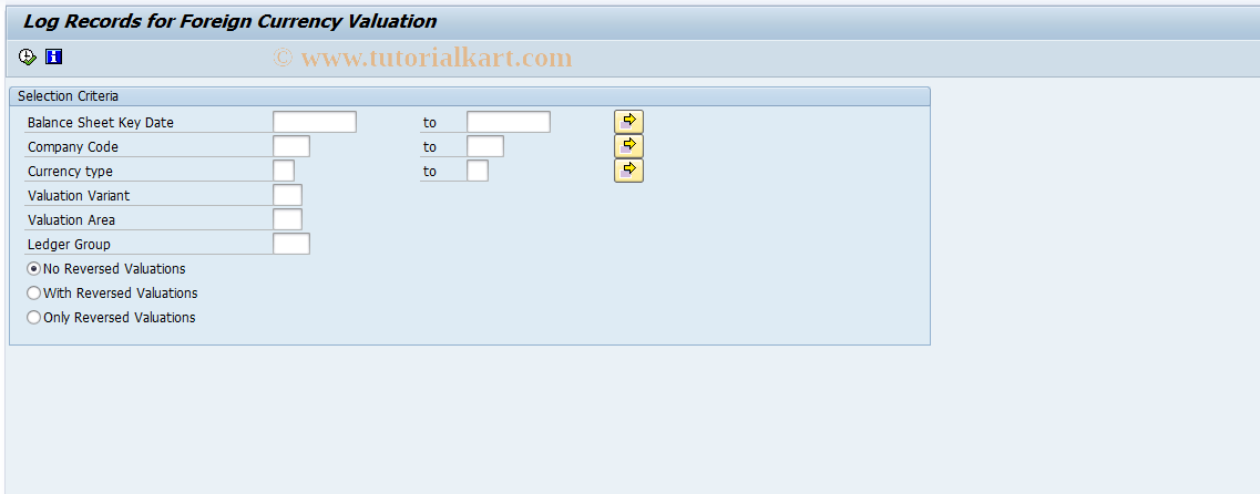 SAP TCode FPW2 - Log Records for For. Crcy Valuations