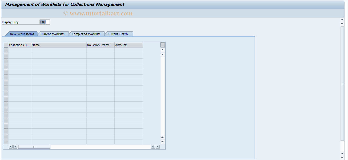 SAP TCode FPWLM - Manage Worklists
