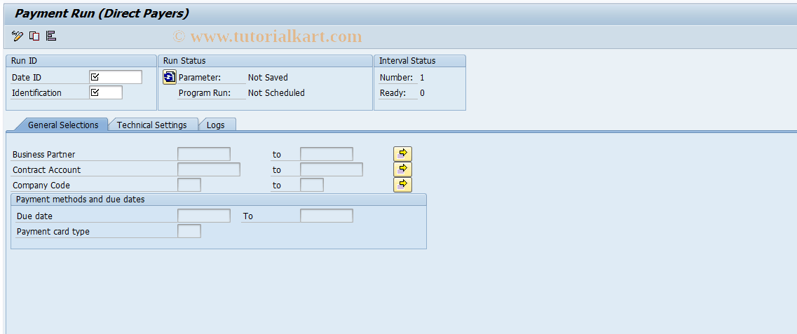 SAP TCode FPYS - Payment Run (Direct Payers)