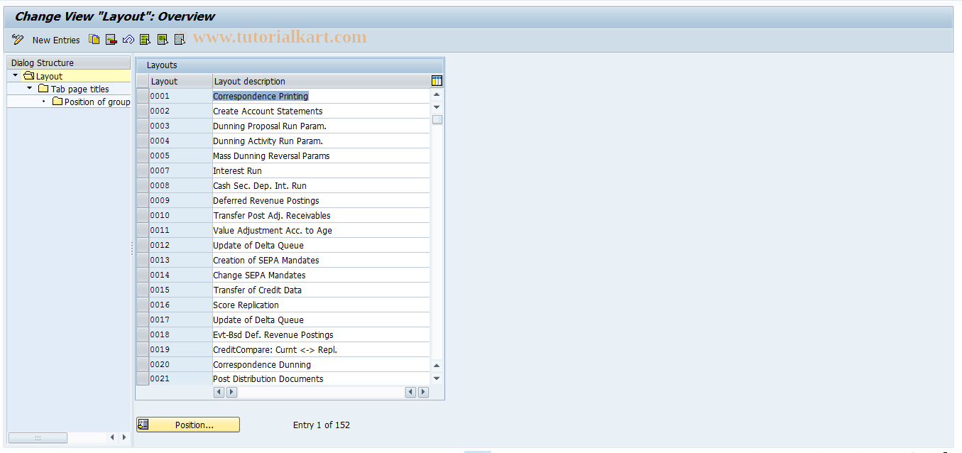 SAP TCode FP_MA_LAYOUT - SAP Layout Maintenance for FI-CA-MASS