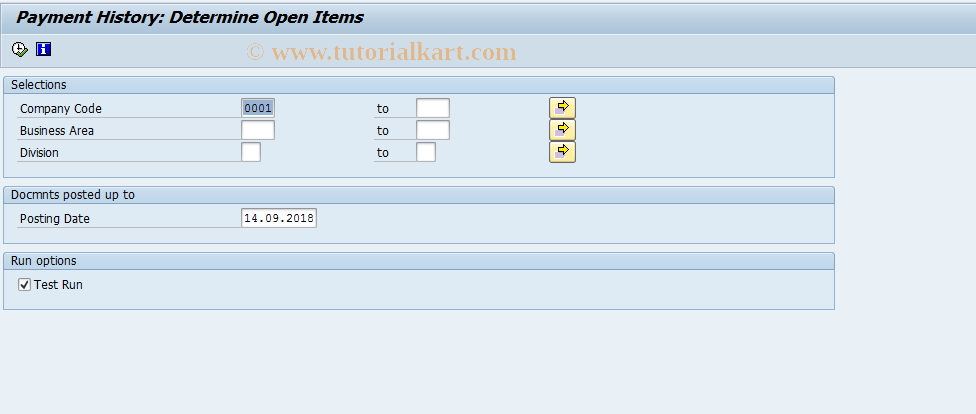 SAP TCode FP_PD02 - Report rfkkpd02