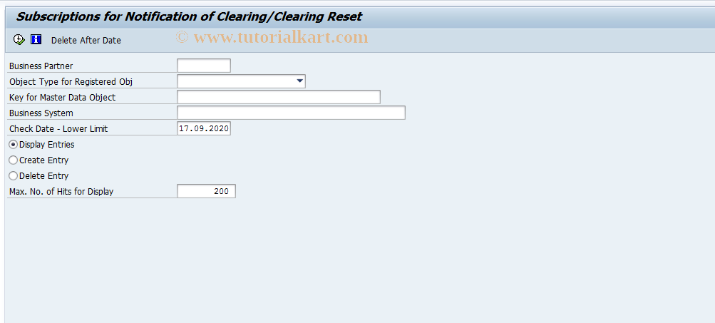SAP TCode FP_REG - Subscriptions for Clearing