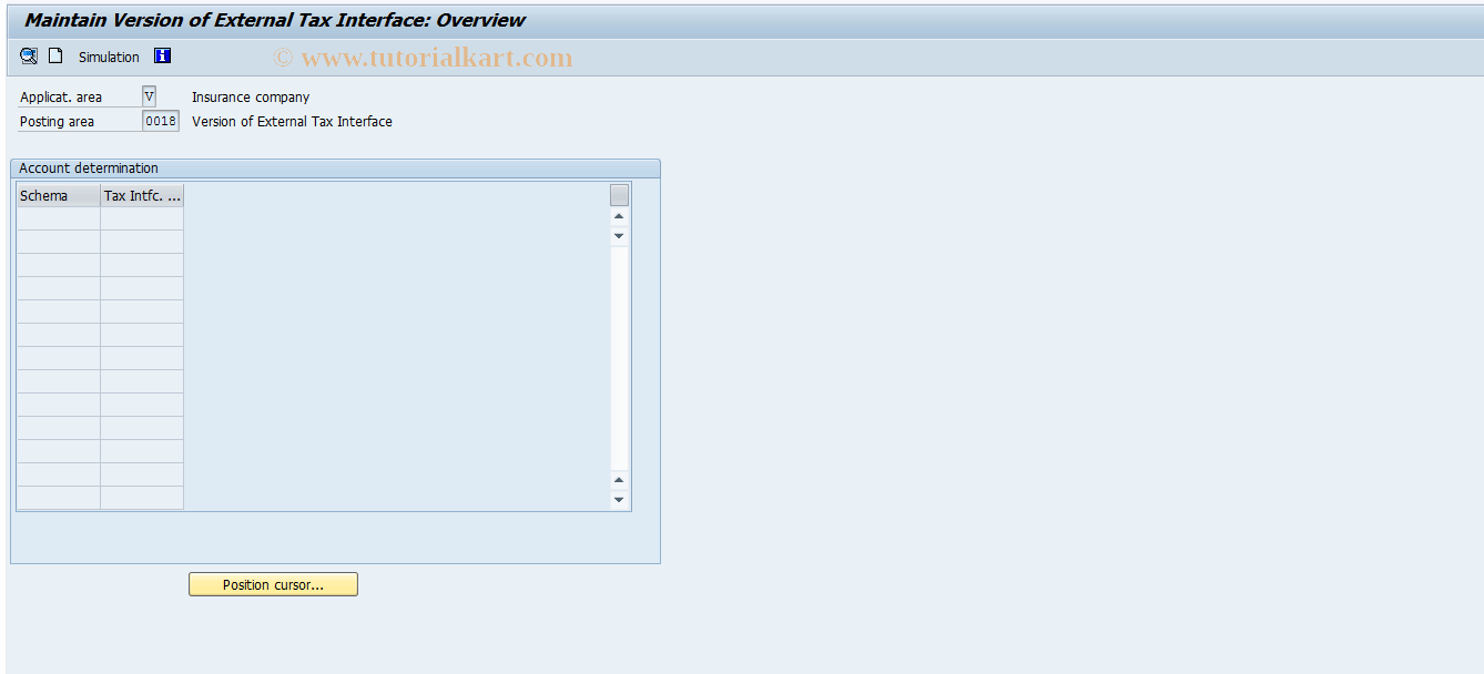 SAP TCode FQ0018 - Maintain Tax Interface Version