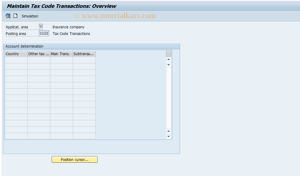 SAP TCode FQ0025 - Tax Specifications
