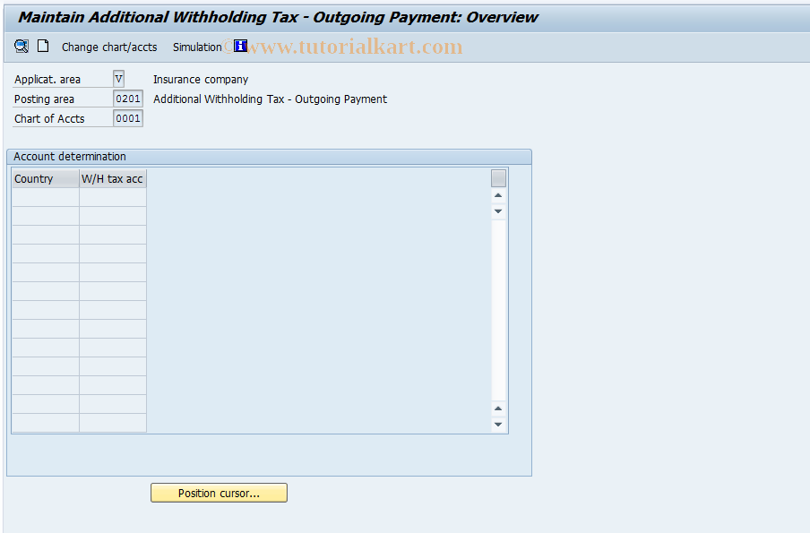 SAP TCode FQ0201 - FI-CA: Addtl Withholding Tax OutPayt