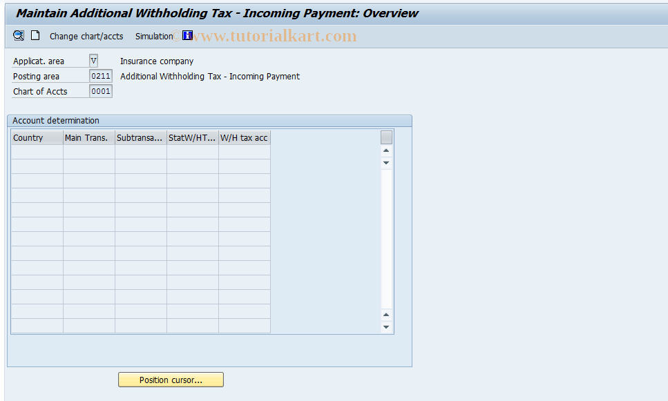 SAP TCode FQ0211 - FI-CA: Addtl Withholding Tax IncPayt
