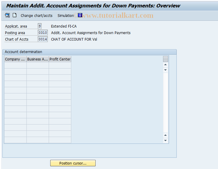 SAP TCode FQ0310 - Add. Account Assignments for Down Pmts