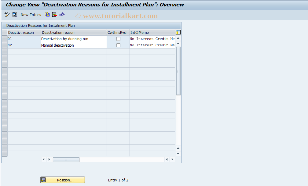 SAP TCode FQ05 - FI-CA Maintenance Table TFK061A