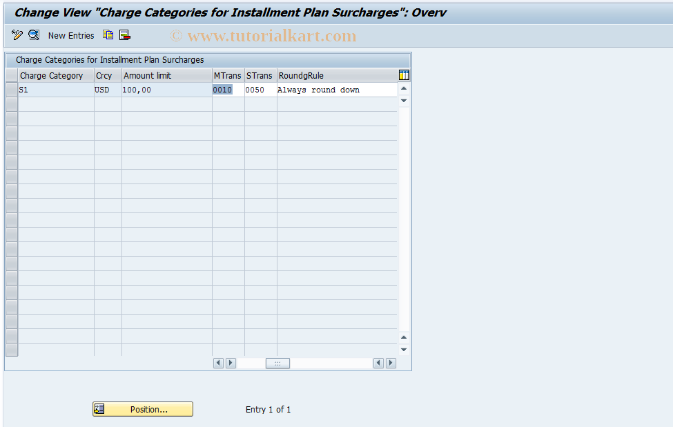 SAP TCode FQ07 - FI-CA Maintenance Table TFK063A