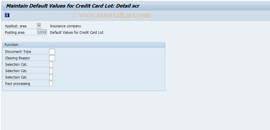SAP TCode FQ1033 - FI-CA: Credit Card Lot Specs