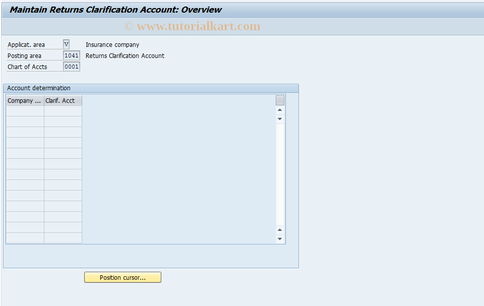 SAP TCode FQ1041 - FI-CA: Returns Clarification Account