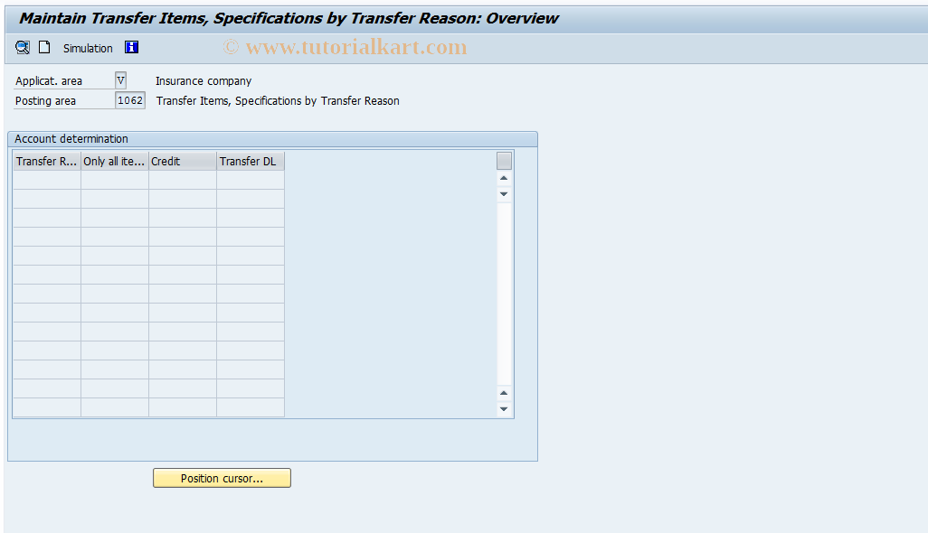 SAP TCode FQ1062 - Specifications for Transerring Items