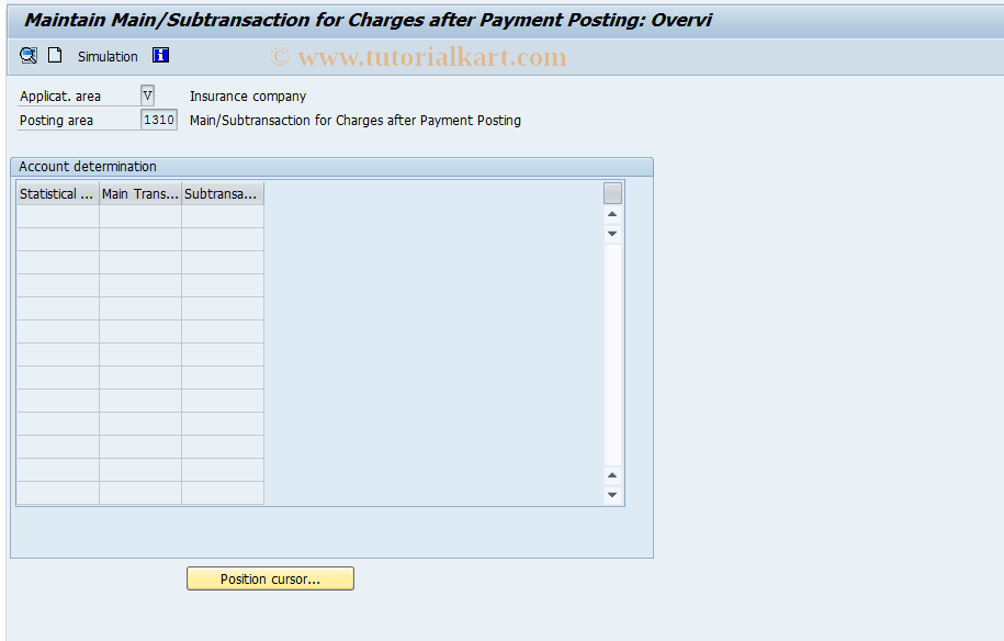 SAP TCode FQ1310 - FI-CA: Main/Sub for Official Charges