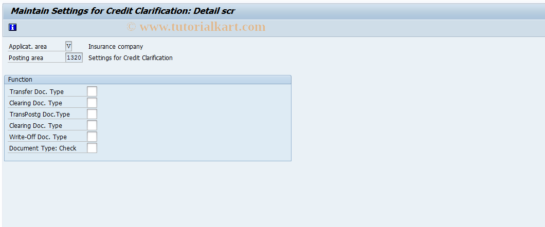 SAP TCode FQ1320 - Settings for Credit Clarification