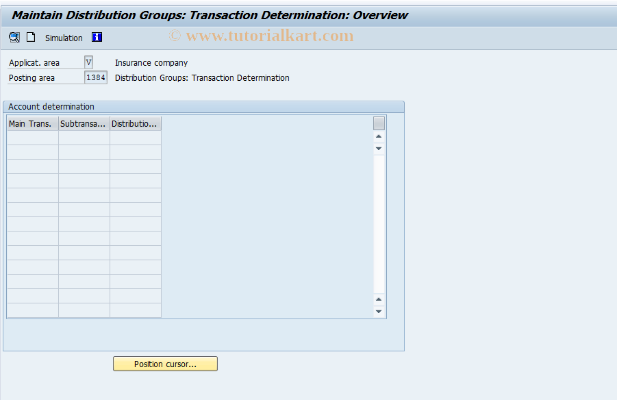 SAP TCode FQ1384 - Distrib. Groups Transaction Determ.