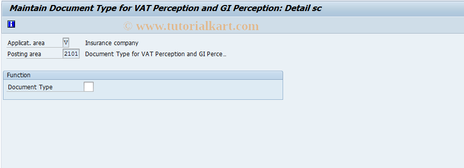 SAP TCode FQ2101 - FI-CA: Document Type for Perception