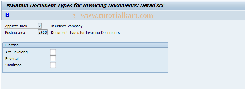 SAP TCode FQ2600 - Document Types for Invoicing Docs