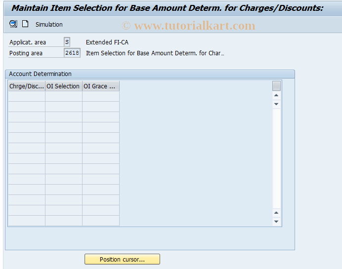 SAP TCode FQ2618 - Base Amount Determ. Charges/Discnts