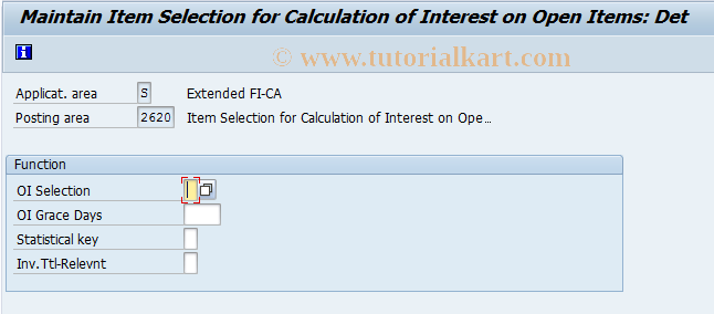 SAP TCode FQ2620 - Calculatn of Interest on Open Items