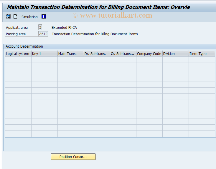 SAP TCode FQ2640 -  Transaction  Deter. for Billing Document  Items