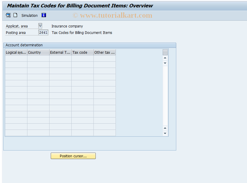 SAP TCode FQ2641 - Determine Tax Code