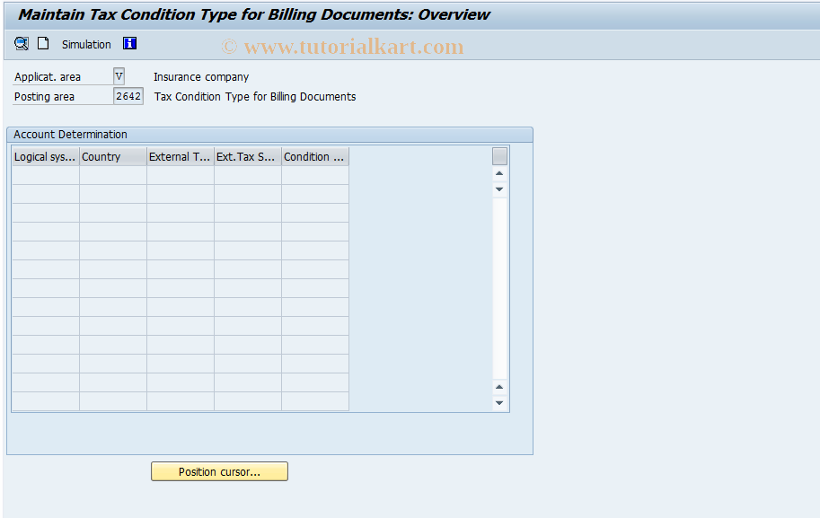 SAP TCode FQ2642 - Determine Tax Condition Type