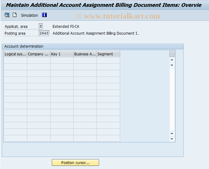 SAP TCode FQ2643 - Add. Account  Assignment Billing Docs