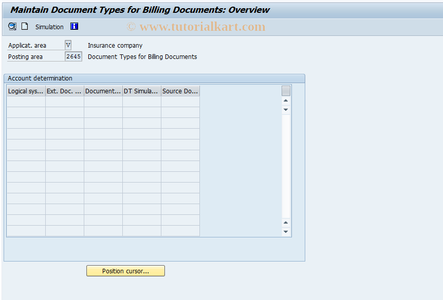 SAP TCode FQ2645 - Document Types for Billing Documents