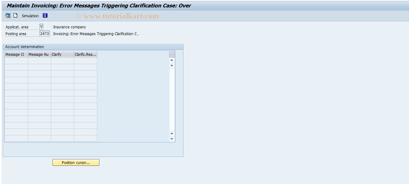 SAP TCode FQ2673 - Maintain Exception List Messages