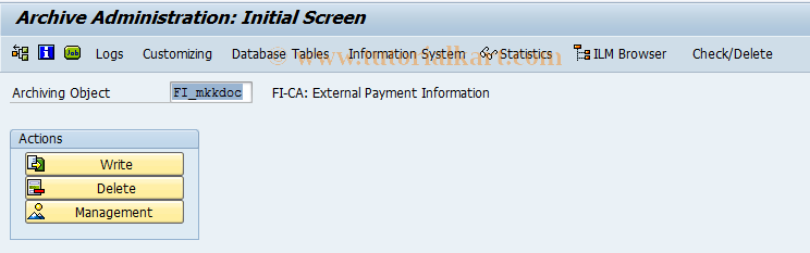 SAP TCode FQA1 - Archiving of FI-CA documents