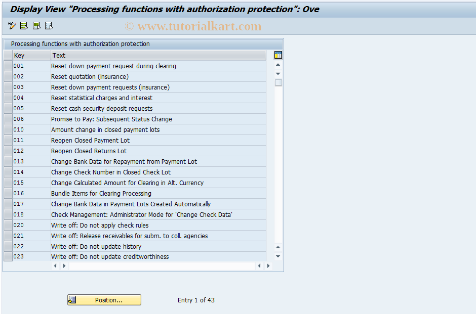 SAP TCode FQAUTH - FI-CA Special Authorizations