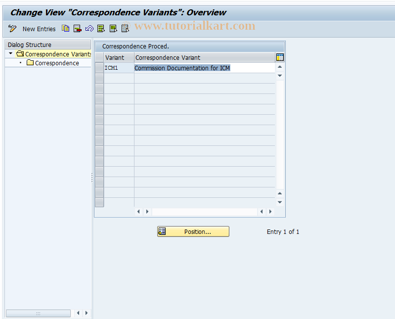 SAP TCode FQB1 - Correspondence Data Fields