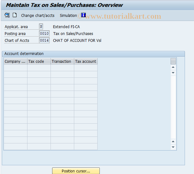 SAP TCode FQC1 - C FKK Account Determination */0010