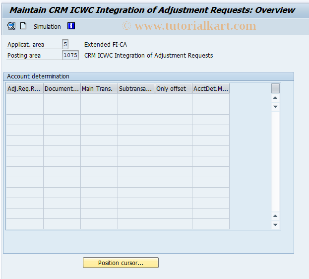 SAP TCode FQC1075 - C FKK Account Determination */1075