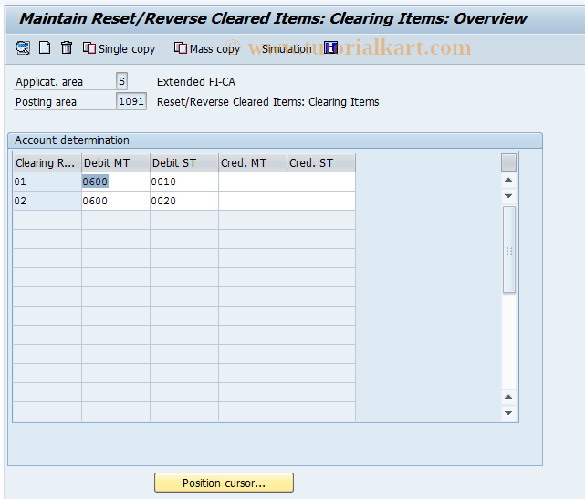 SAP TCode FQC1091 - Account Determination */1091