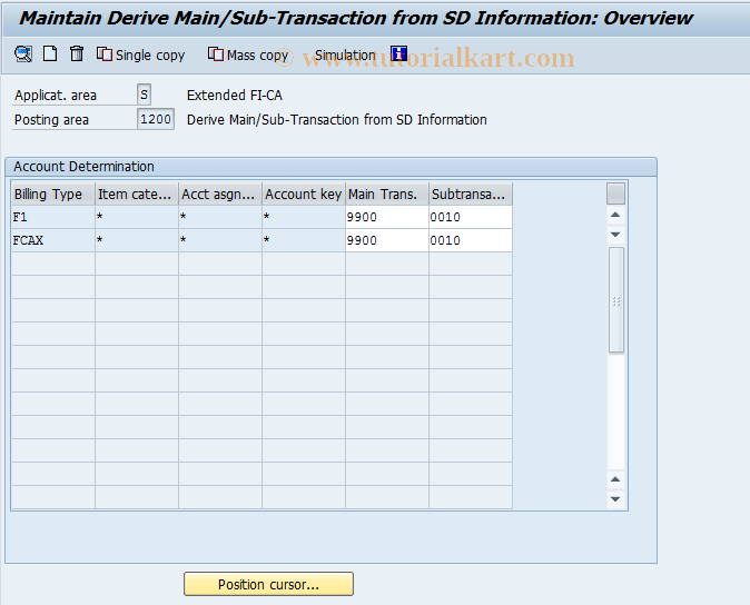 SAP TCode FQC1200 - Account Determination */1200