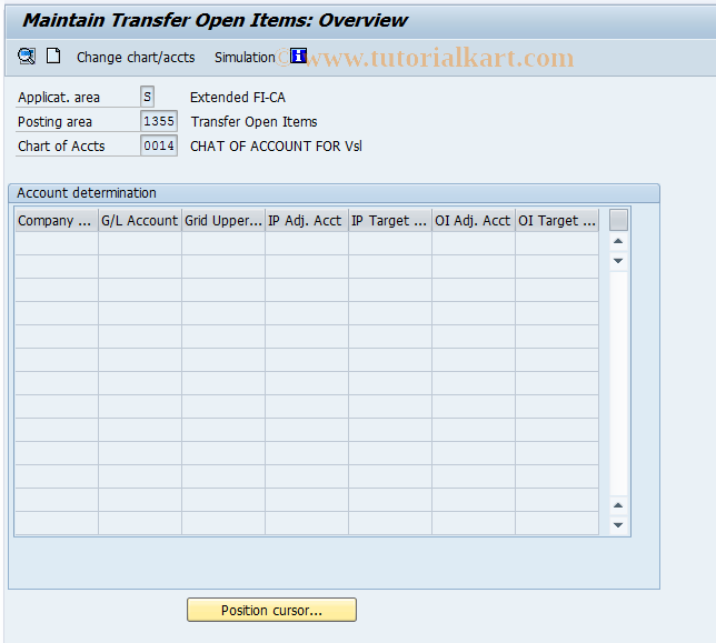 SAP TCode FQC1355 - C FKK Account Determination */1355