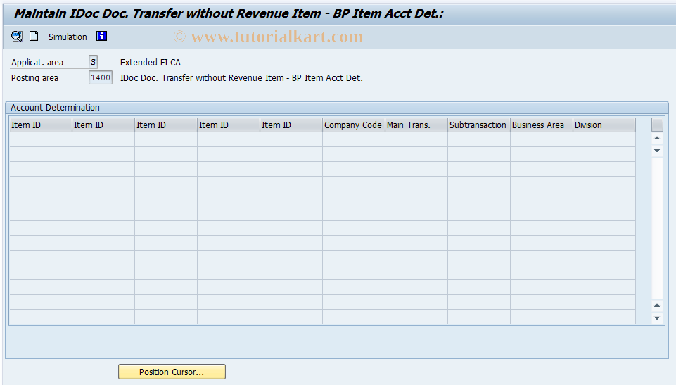 SAP TCode FQC1400 - Account Determ. IDOC Receivables Items