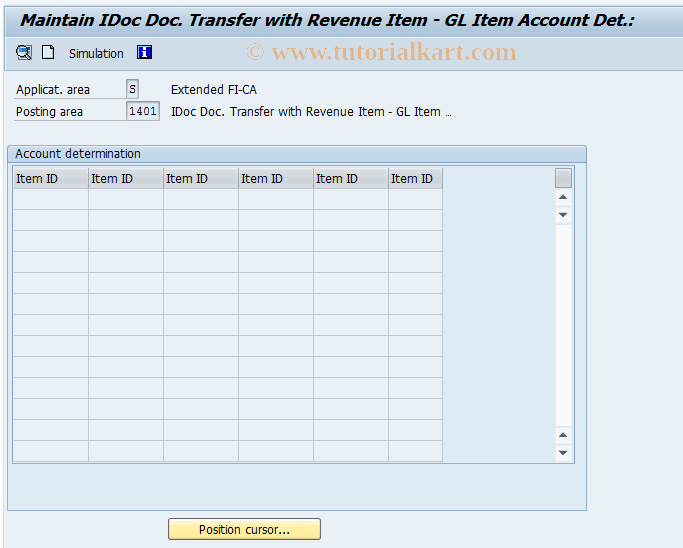 SAP TCode FQC1401 - Account Determ. IDOC Revenue Items