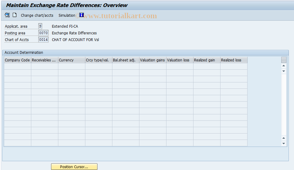 SAP TCode FQC7 - C FKK Account Determination */0070