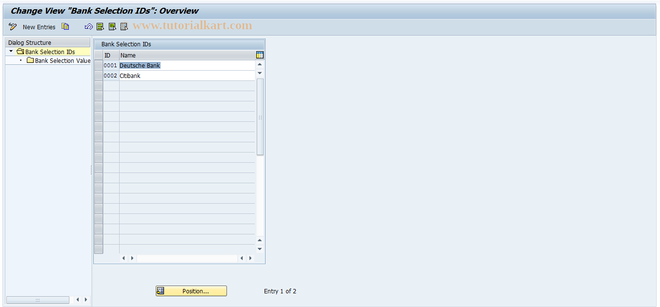 SAP TCode FQCC - Maintain Bank Sel. IDs for Pymt Run