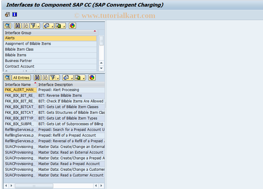 SAP TCode FQCCINTF - Display of Interfaces to SAP CC