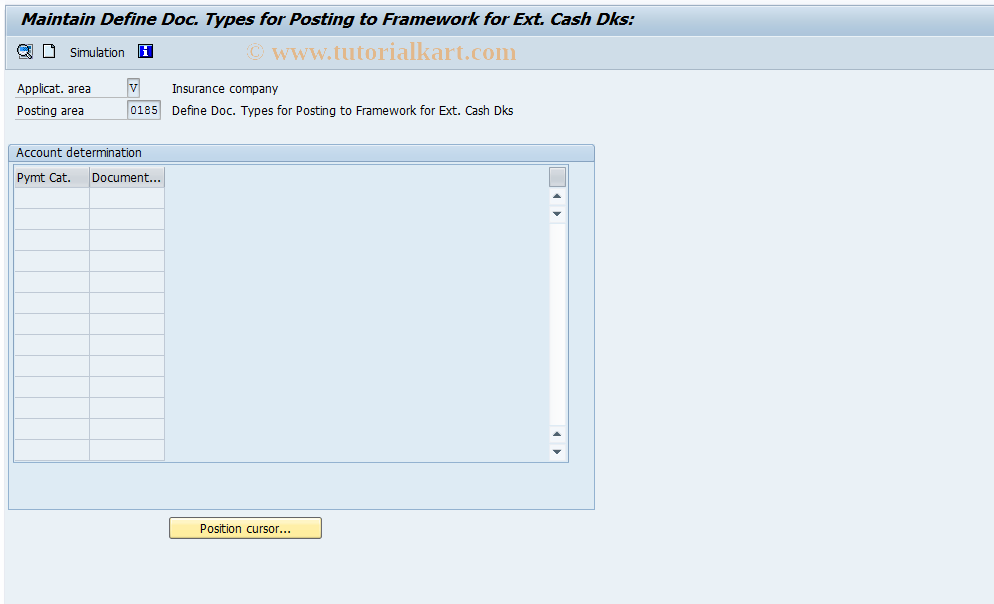 SAP TCode FQEXC2 - Document Types for Posting for Framework