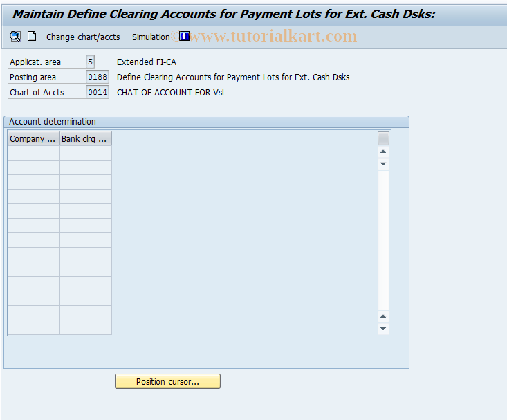 SAP TCode FQEXC3 - Clearing Account for Payt Lot for ExtCD