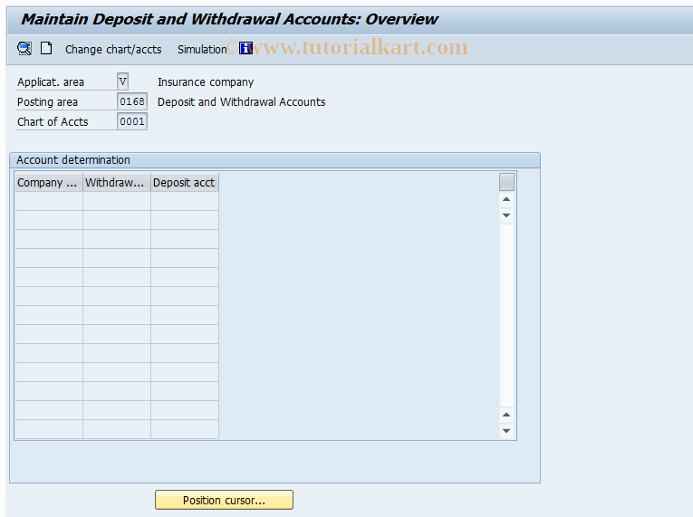 SAP TCode FQEXC7 - Deposit and Withdrawal Accounts