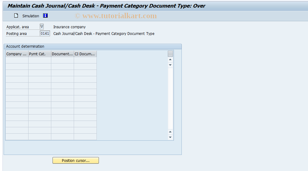 SAP TCode FQH2 - Spec. for Document Type Payment Category 