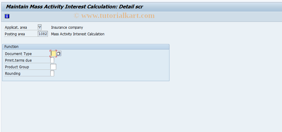 SAP TCode FQI6 - Maintain Mass Activity: Interest